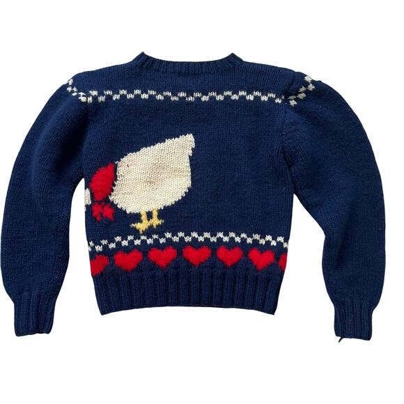 Vintage Woolrich Wool Duck Sweater Small Hearts Double Sided Cottagecore - Picture 2 of 6